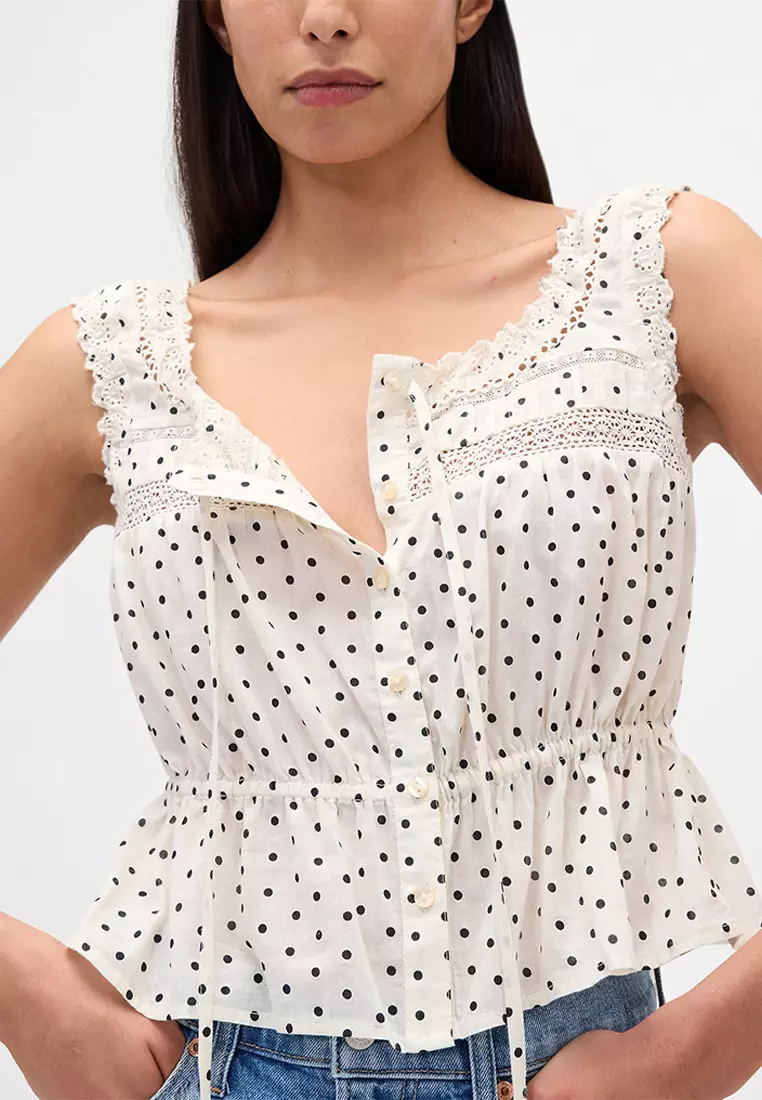 Lace-Trim Peplum Top
