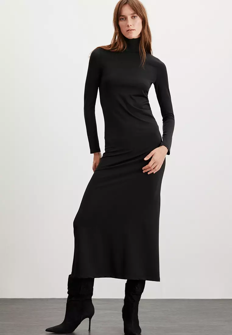 Sapphire Turtleneck Long Sleeve Slim Fit Dress