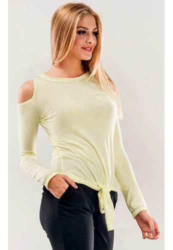 Cut Out Shoulder Long Sleeve Tee