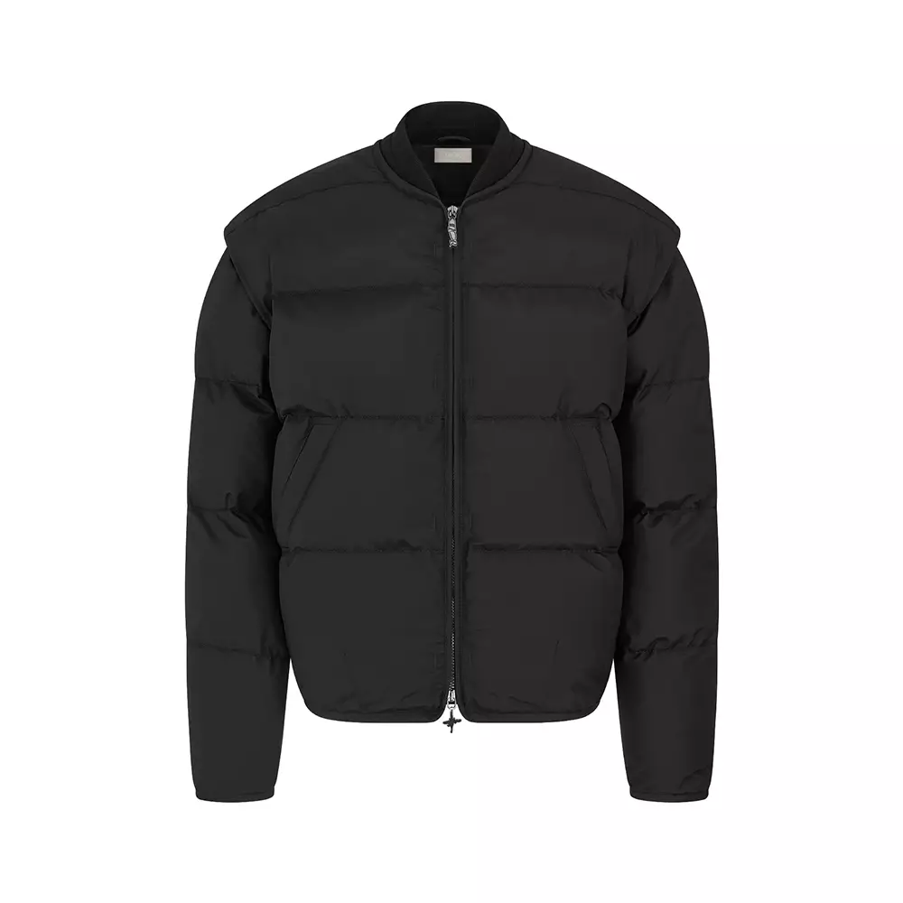 Ski Down Jacket Removable Sleeves Black