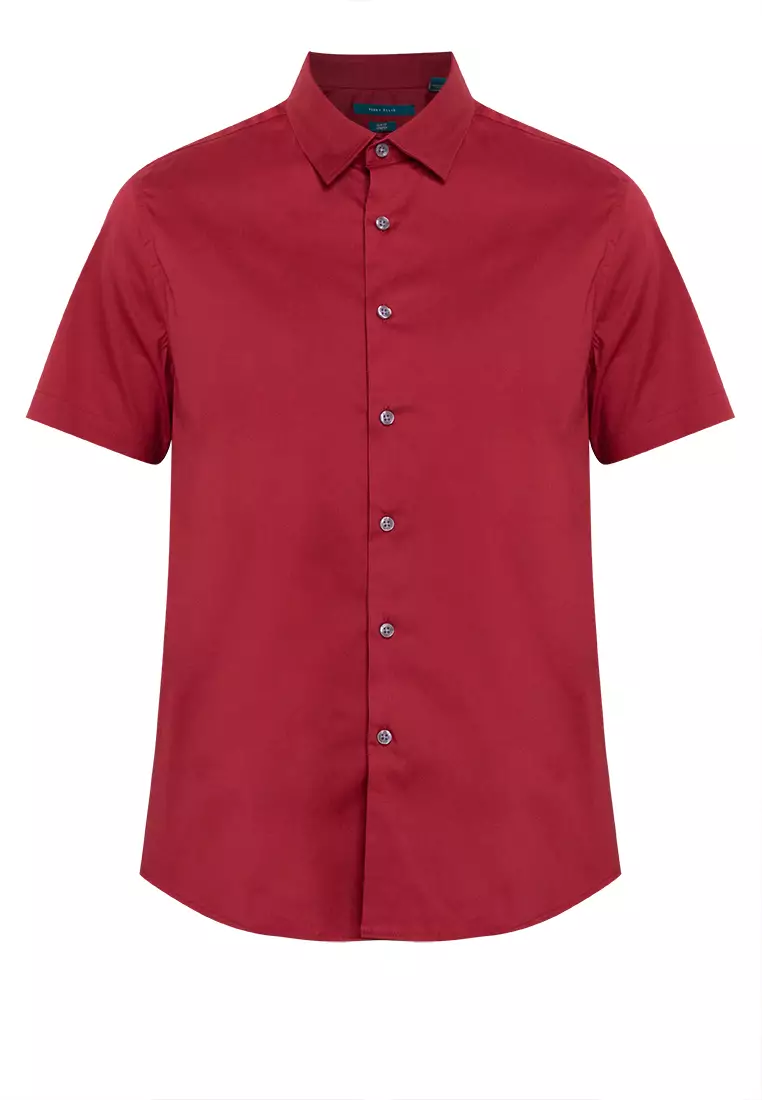 Woven Short Sleeves Casual Poplin Stretch
