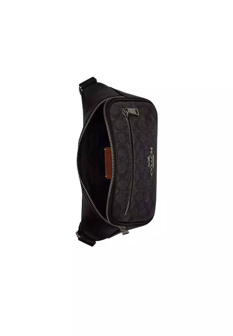 Buy Coach Elias Belt Bag In Signature Canvas Charcoal/Black CZ400