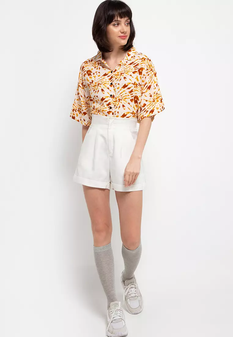Nade Japan FT044 Kemeja Wanita Casual Motif Tie Dye C1 Orange