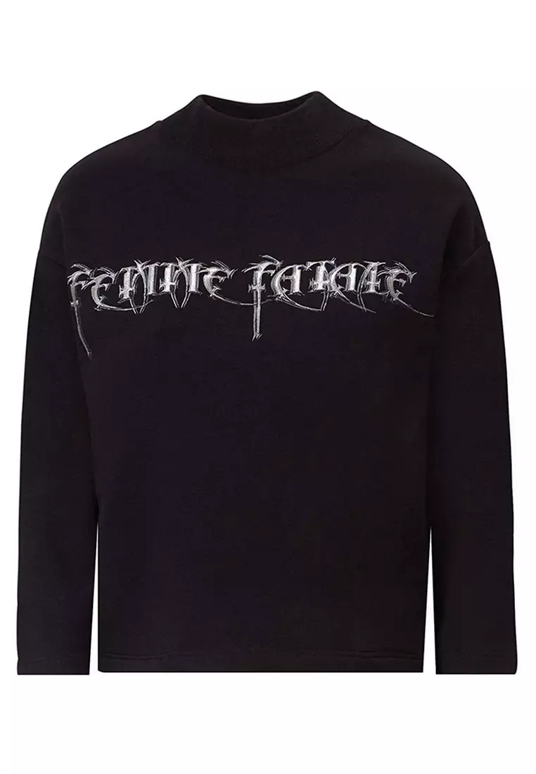 Balenciaga Femme Fatale Embroidered Sweatshirt in Black