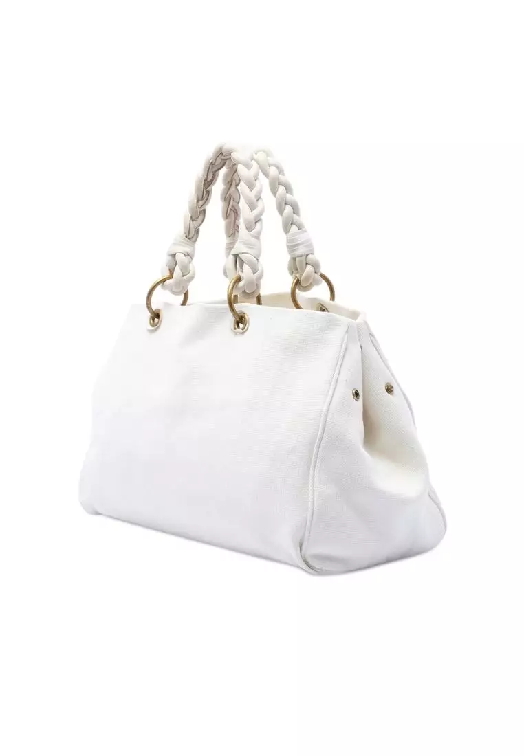 Pre-Loved Bottega Veneta Canvas Braided Tote