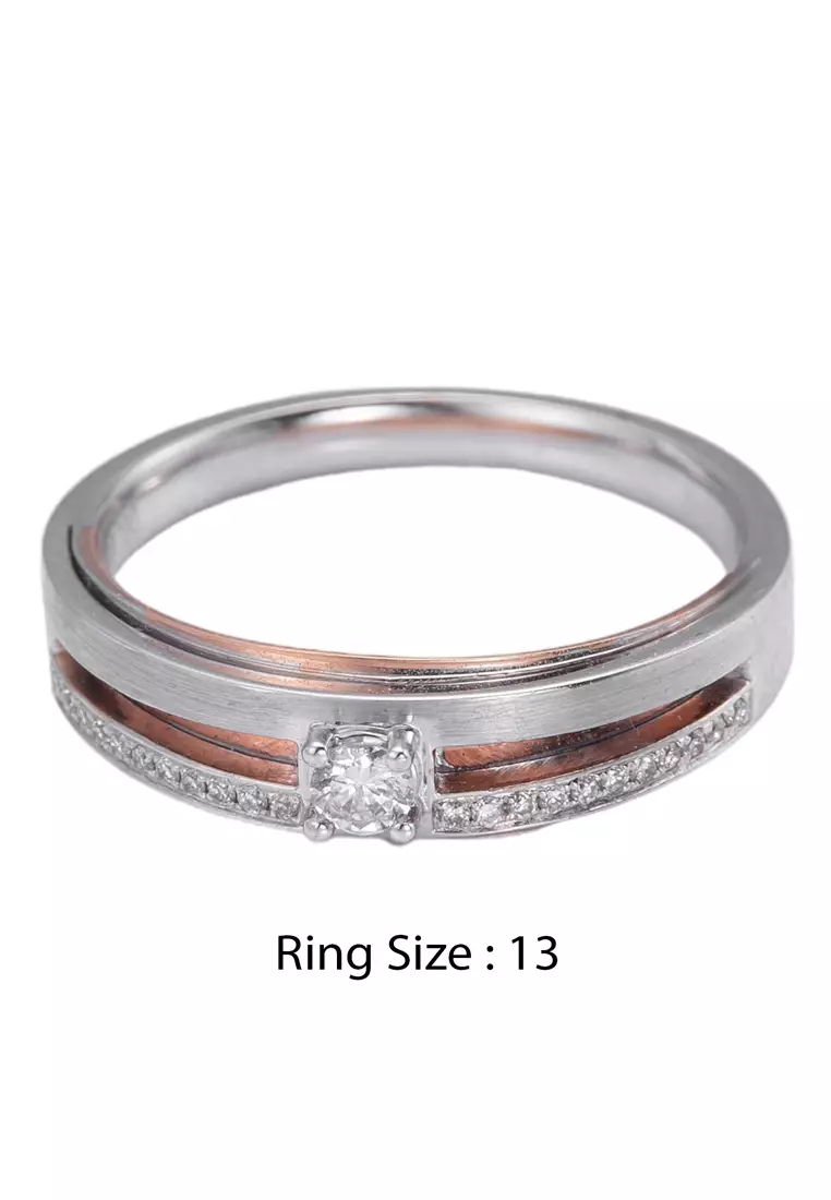 LITZ 18K 白金鑽石戒指 C-WB0022F