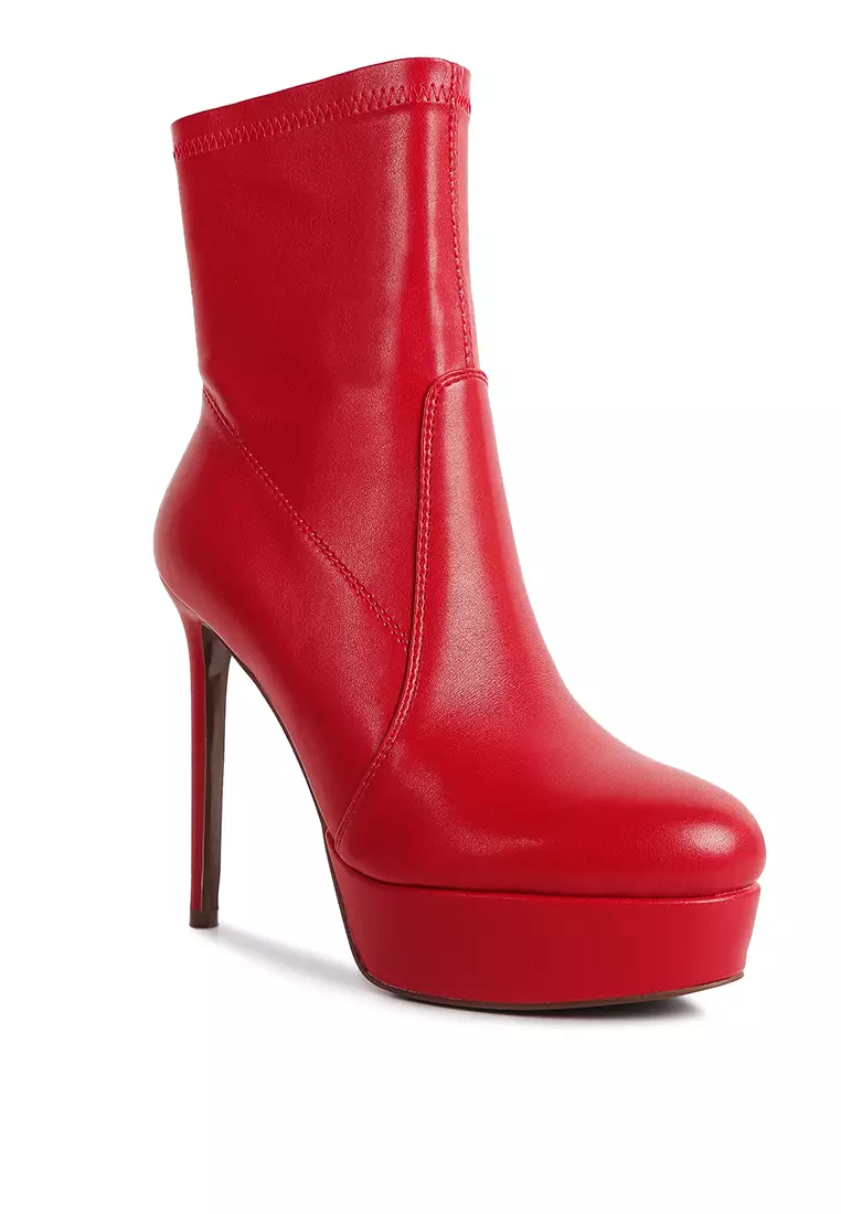 Red stretch ankle boots outlet