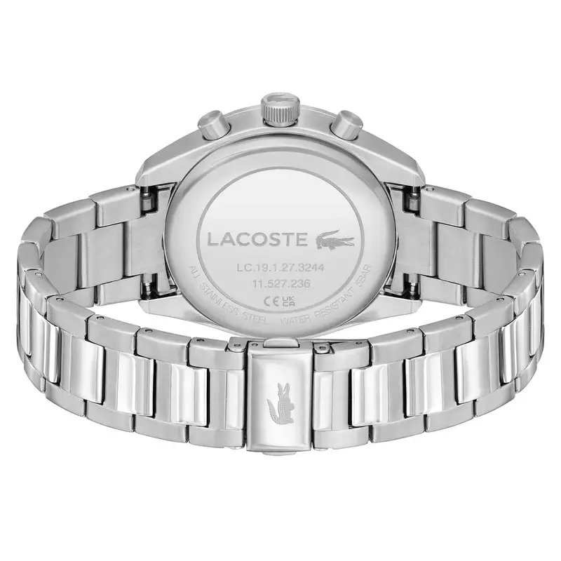 Lacoste Boston 2011347 Men Chronograph Black Dial Stainless Steel Strap
