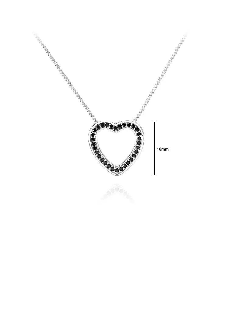 ZAFITI Simple Fashion Hollow Heart Pendant with Black Cubic Zirconia ...