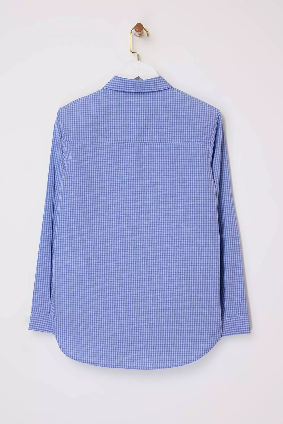 Blue Checkered Shoulder Pad Pack Wide Cuff Oversized Shirt Twoaw26Go127