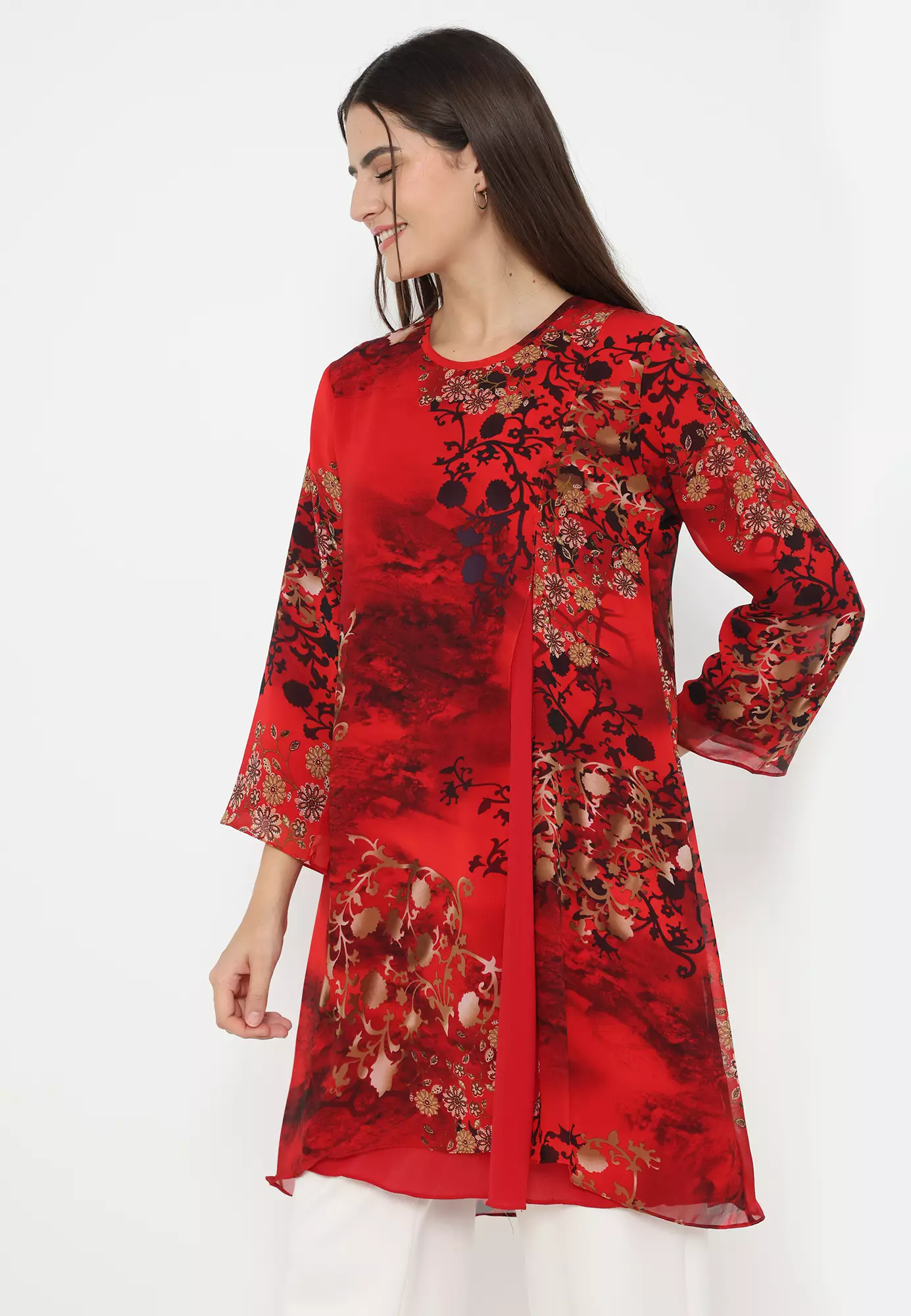 Floral Mini Dress For Christmas Look In Red By Brilliant Girl Warna MERAH