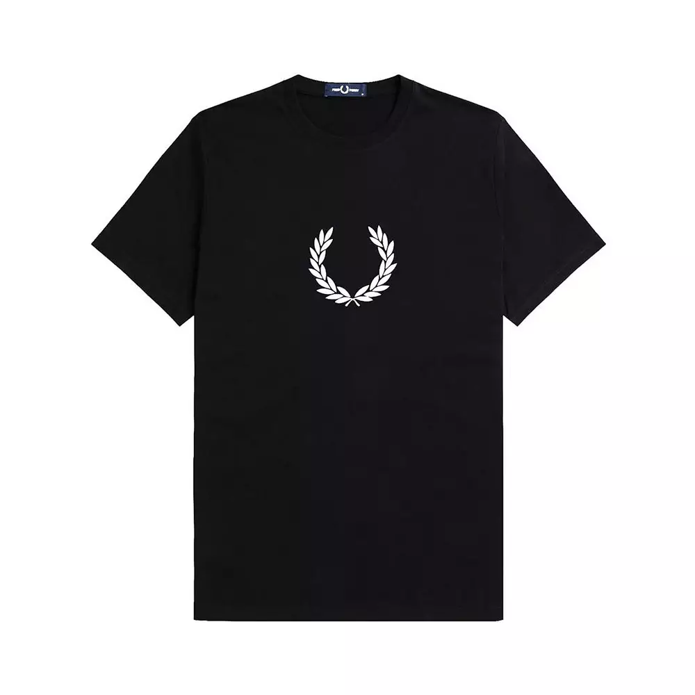 Jual Fred Perry Fred Perry Flocked Laurel Wreath T Shirt Black White