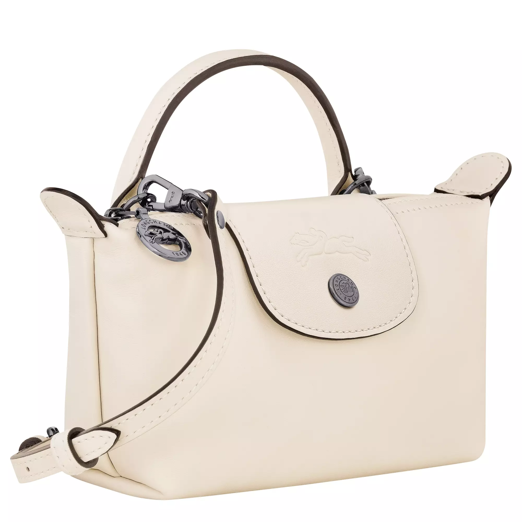 Le Pliage Xtra XS Leather Pouch - White Ecru