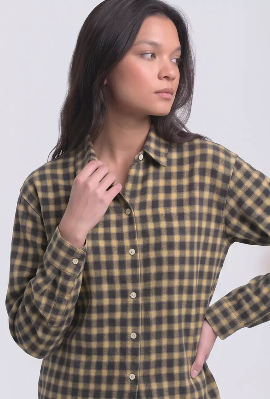 Kemeja Wanita Stacia Navy Yellow