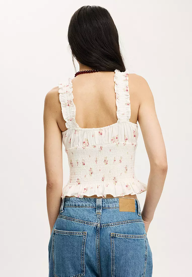 Alina Shirred Button Blouse