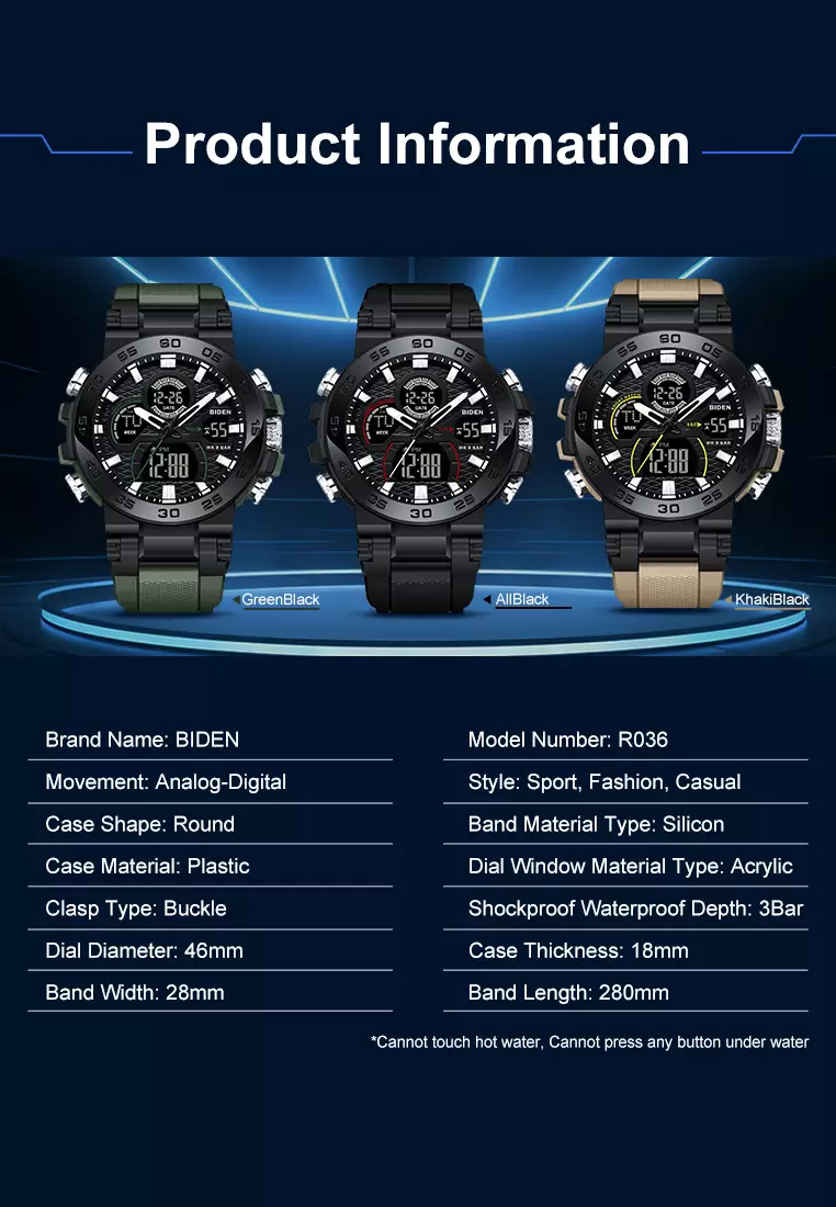 Jam Tangan Pria Original Analog & Digital Multifungsi Olahraga Tali Silikon Anti Air Jam Tangan Cowok Green