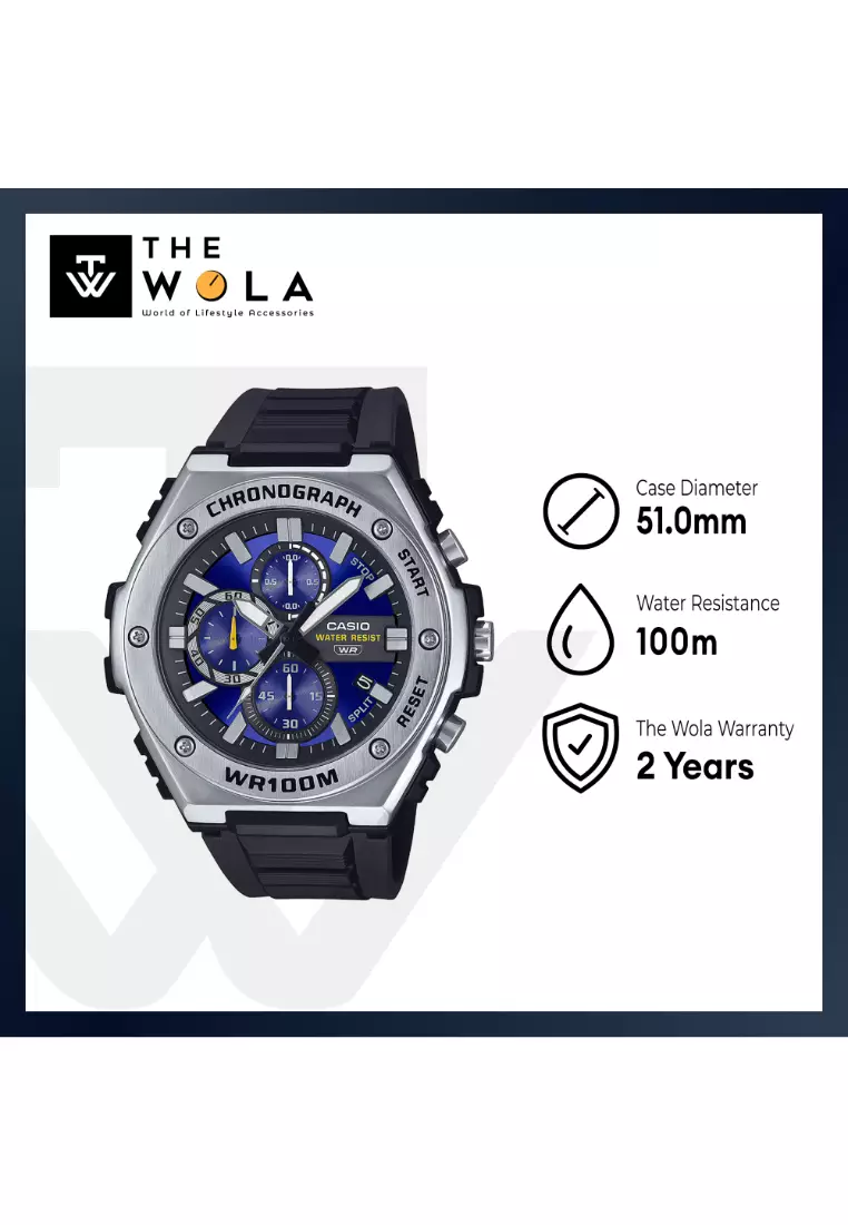 MWA-300H-2A Men Chronograph Watch Black Resin Strap