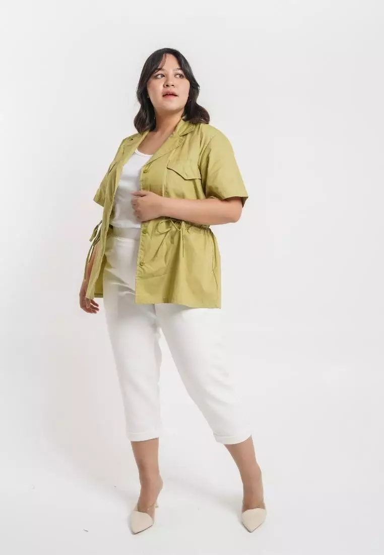 Plus Size Outer Top Blazer Naomie Summer Green