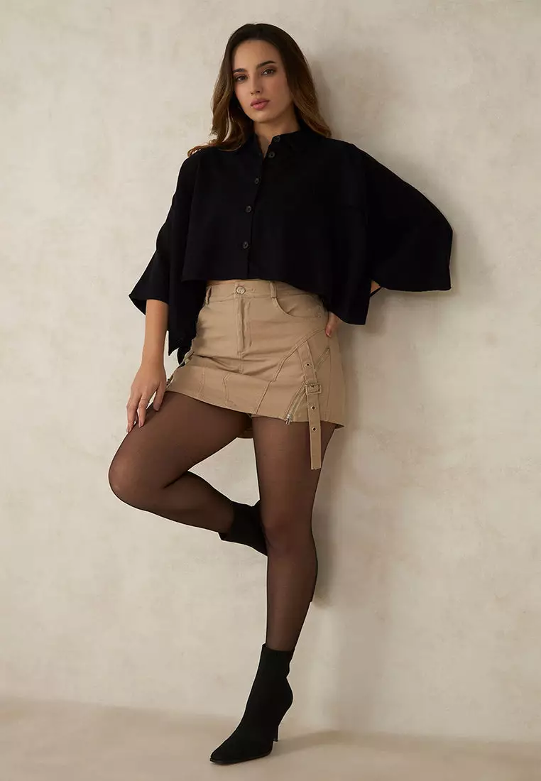 VIRGIO 100% Cotton Crop Trench Coat Cape