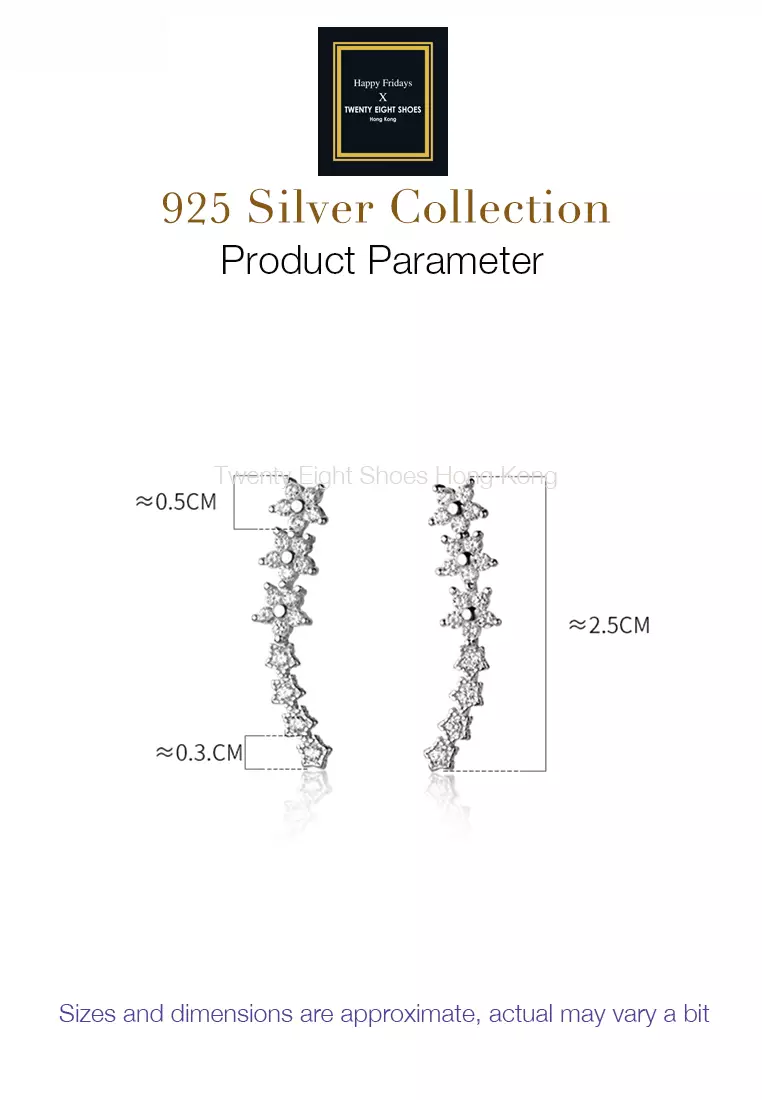 925 Silver Zircon Stars Earrings JW AR-G7076