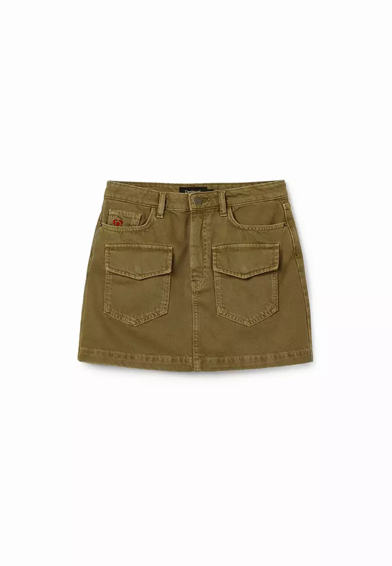 Desigual Woman Denim pockets mini skirt.