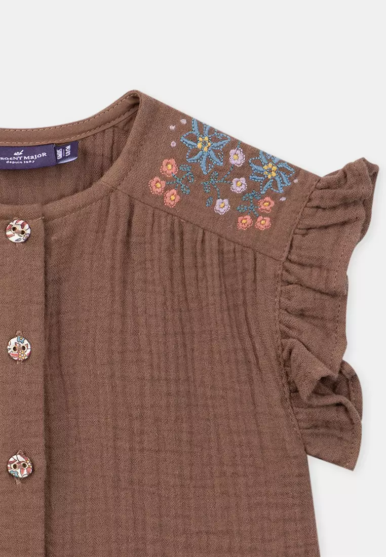 Brown  Embroidery Blouse