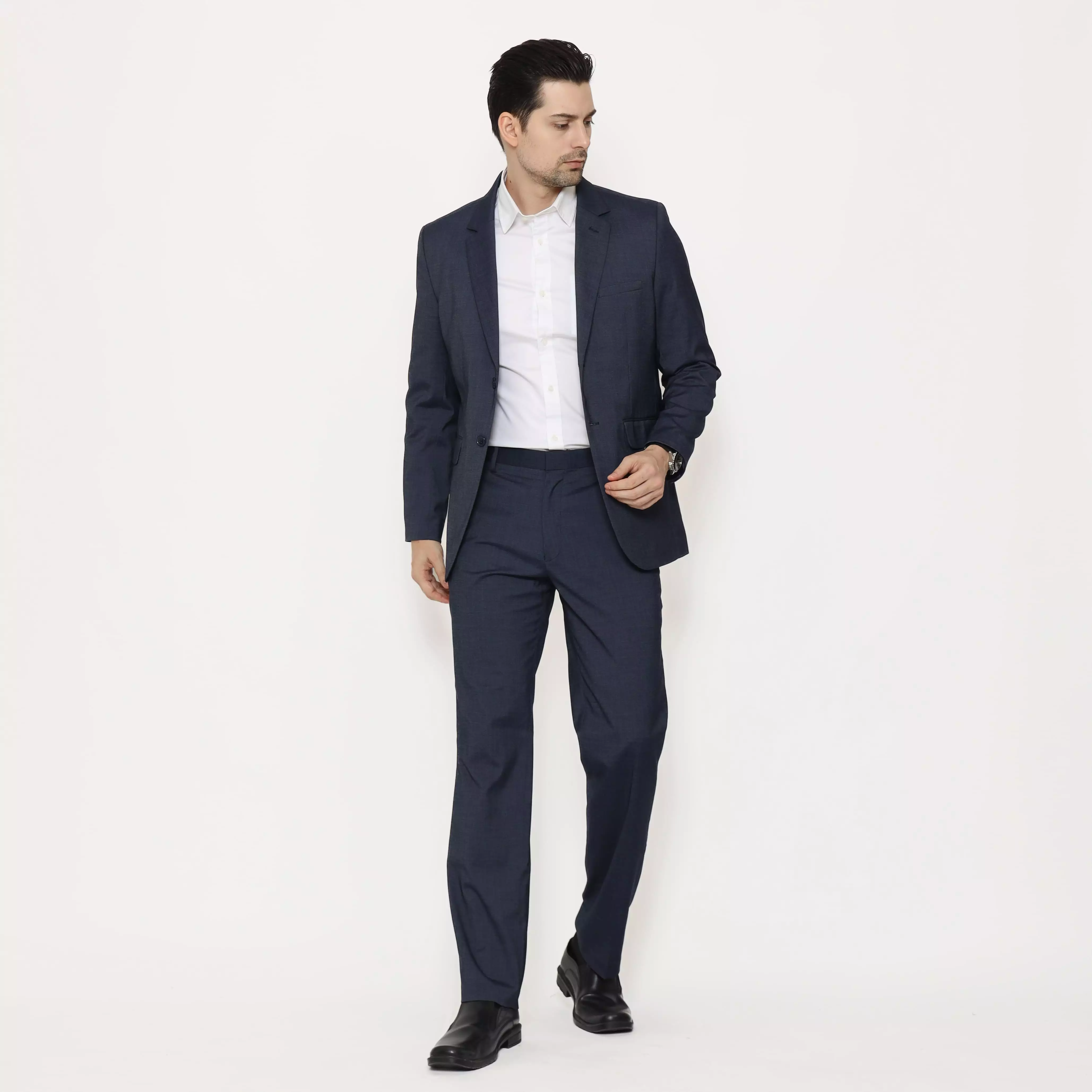 LAWELL BRUCE-S2 Jas Formal Pria Navy Oxford Kecil Regular Fit Kancing 2