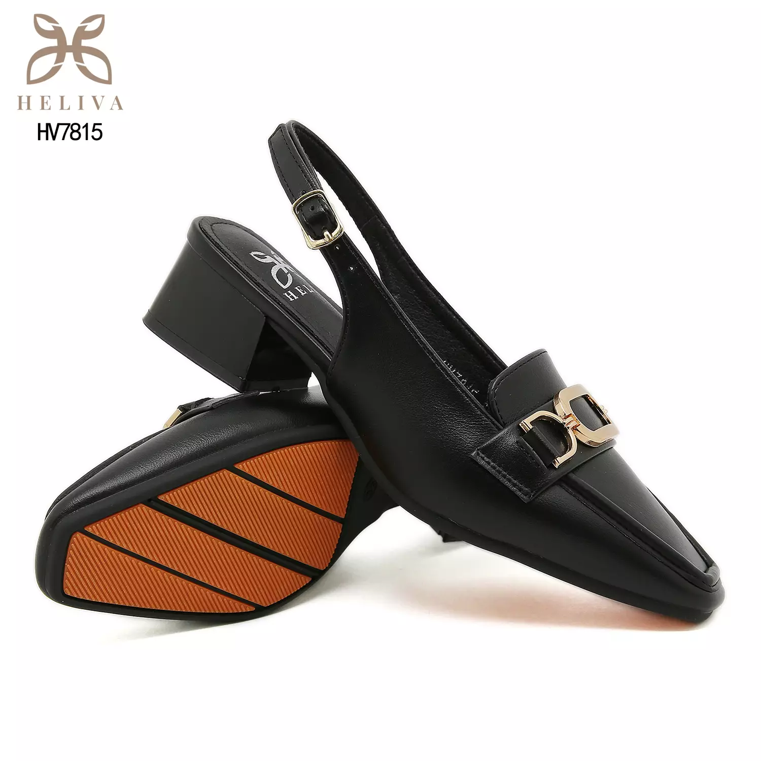 Heliva Enel Modern Loafer-Inspired Heels with Slingback Design & Iconic Bit Ornament HV7815