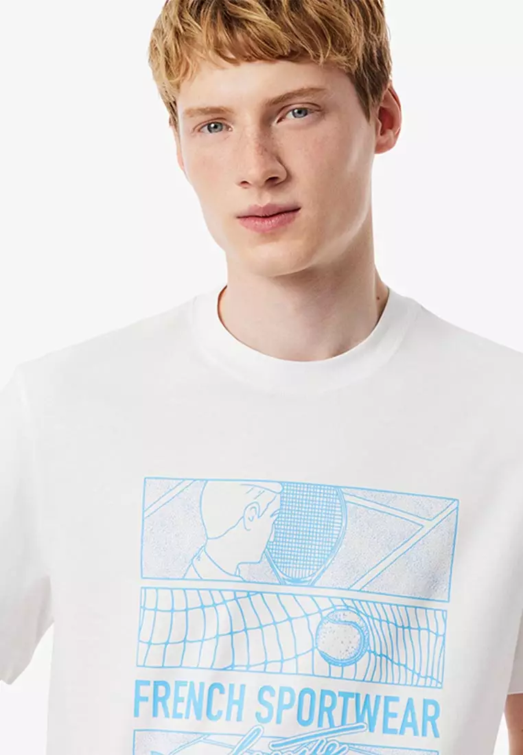 Men's Tennis Court Print Cotton T-shirt