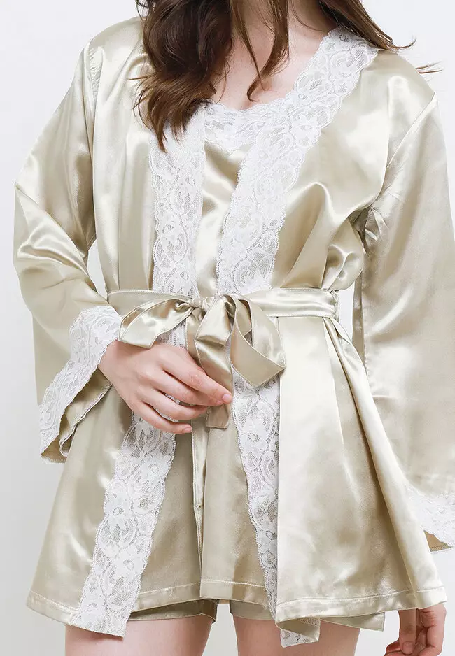 Sarah Kimono Satin Silk Set Tanktop Sleepwear