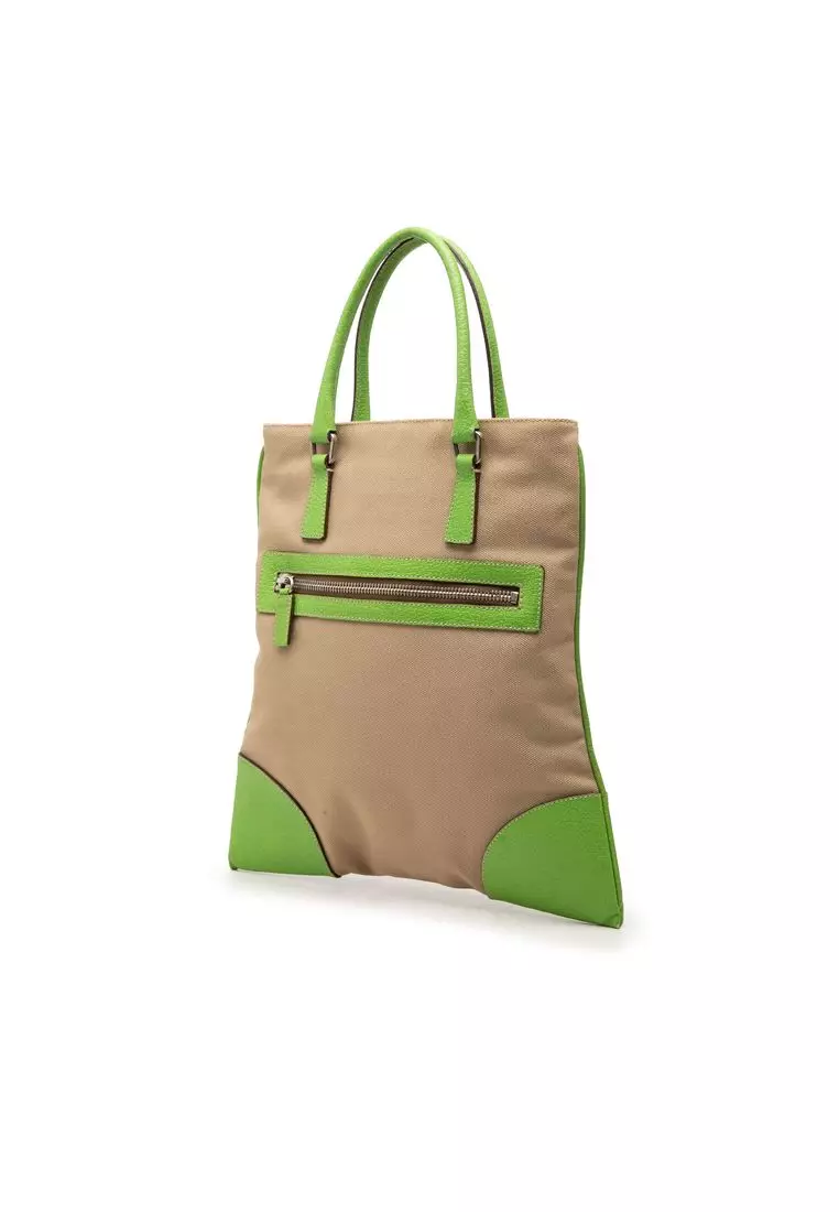 Pre-Loved Prada Cinghiale Trimmed Canvas Canapa Tote
