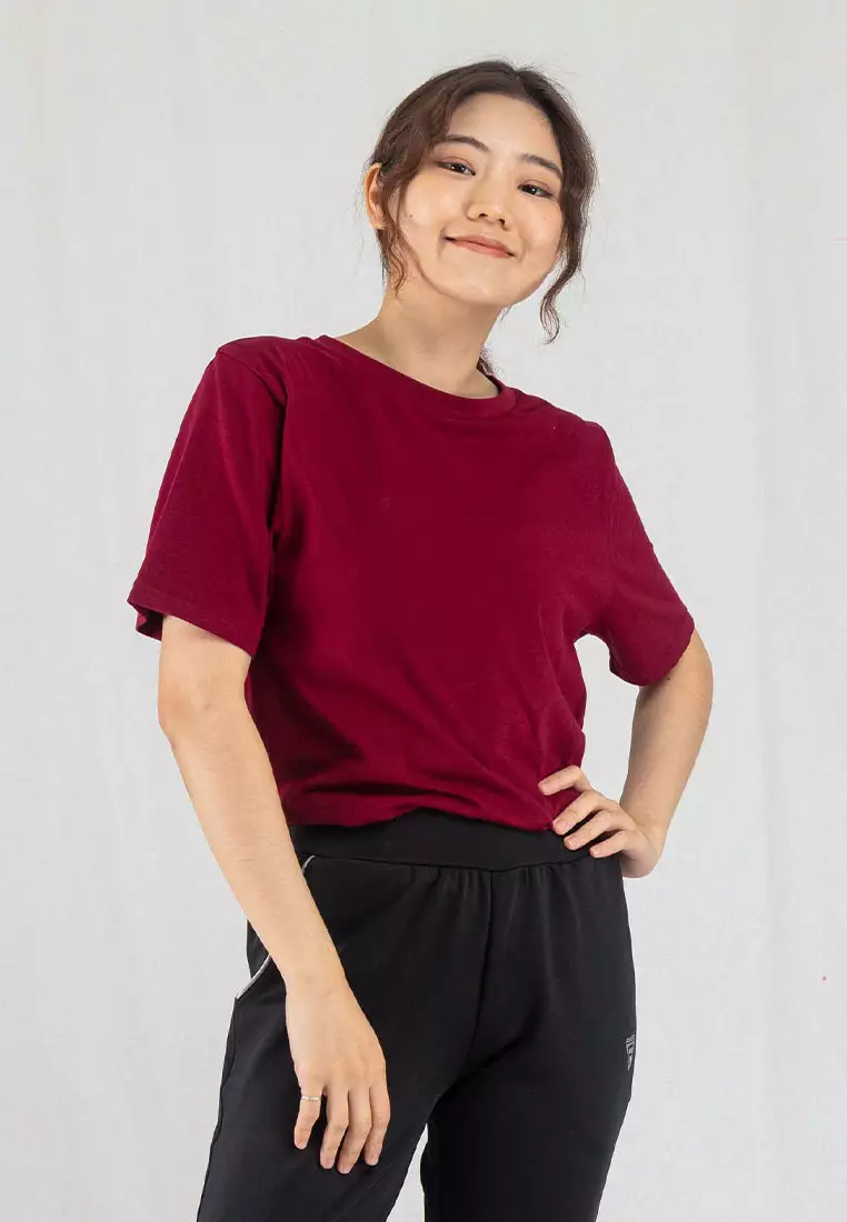 Forest Ladies 100% Cotton Plain Round Neck Tee - 821857-56Maroon