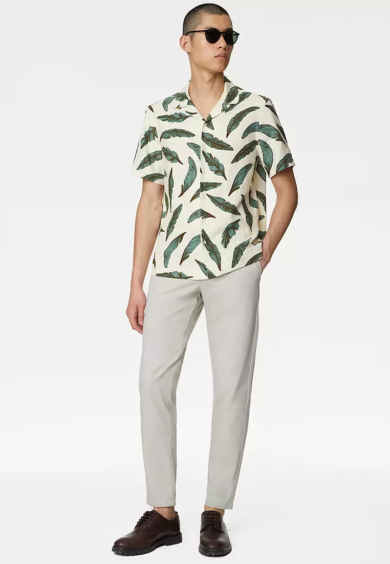 Easy Iron Linen Blend Printed Shirt