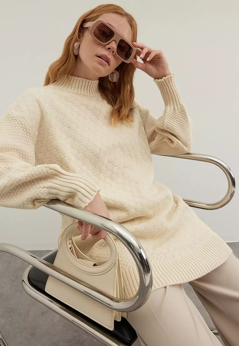 Honeycomb Pattern Knitwear Sweater