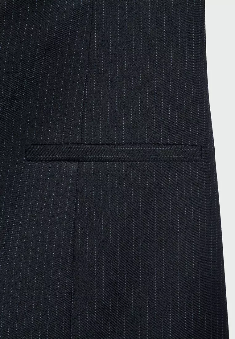 Pinstripe Dress with Hidden Buttons