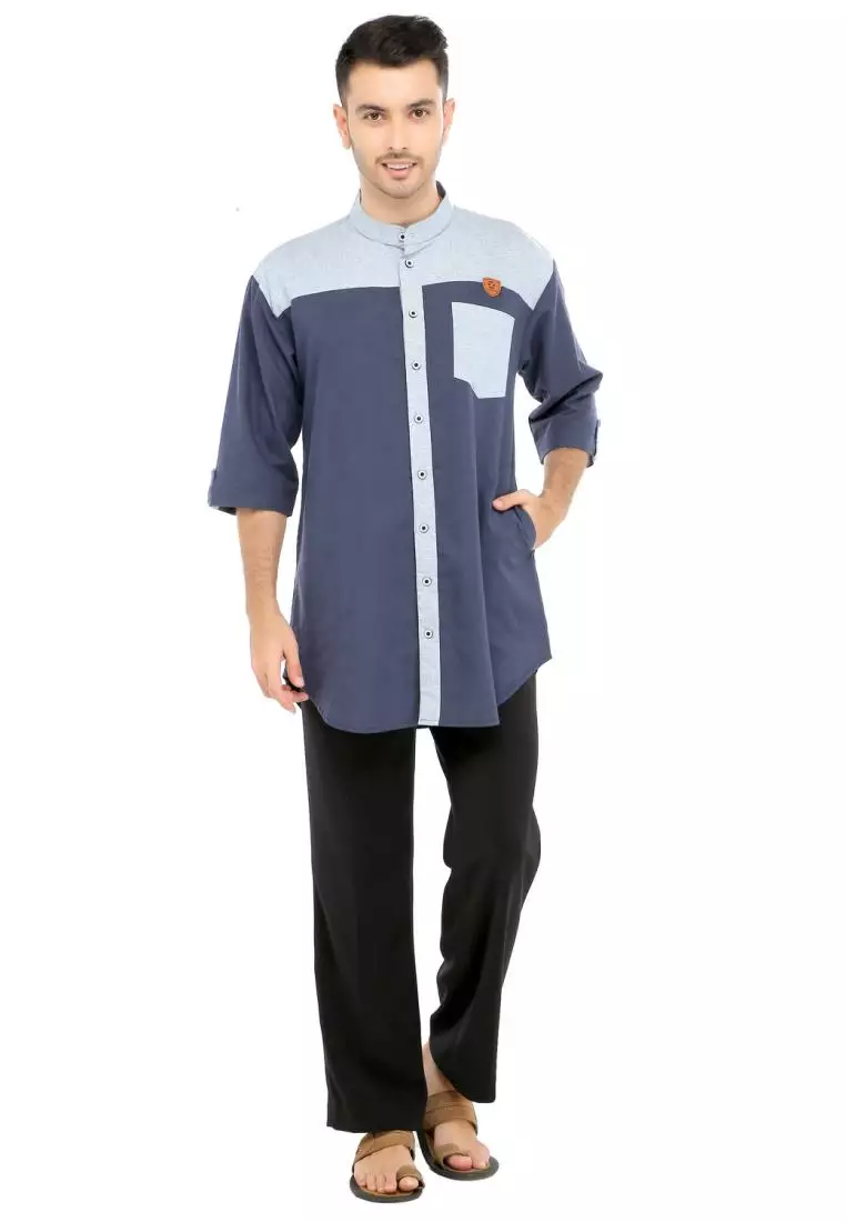 Baju Koko Gamis Muslim Pria Luqman - Navy