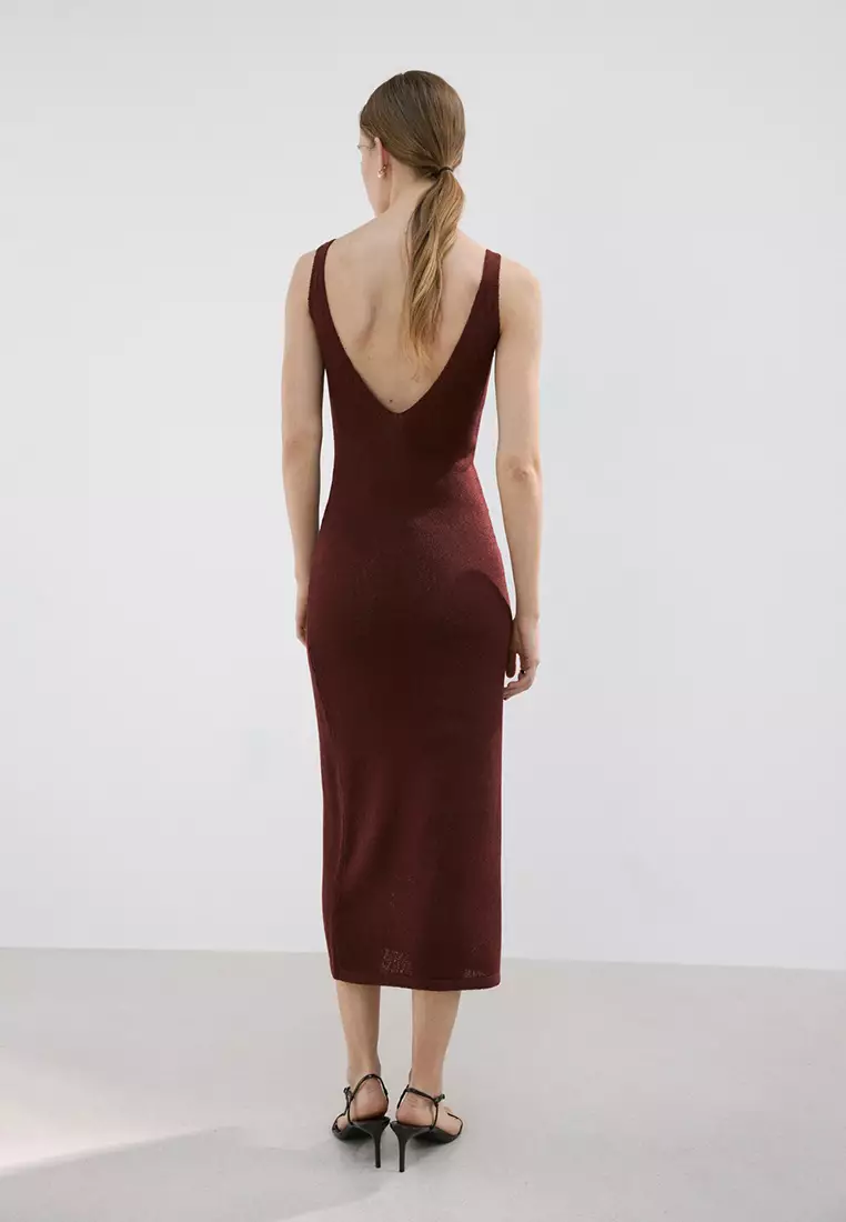 V-Neck Knitted Dress