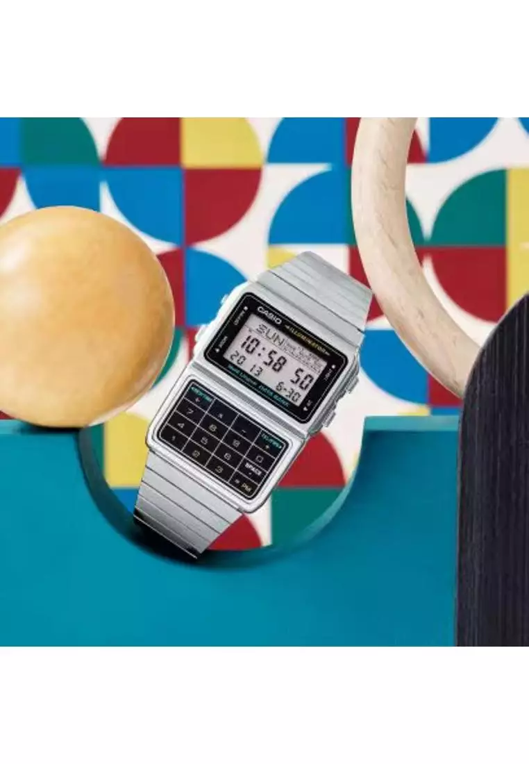 Casio Databank Calculator Men Digital Watch DBC-611-1 Silver Stainless Steel Strap