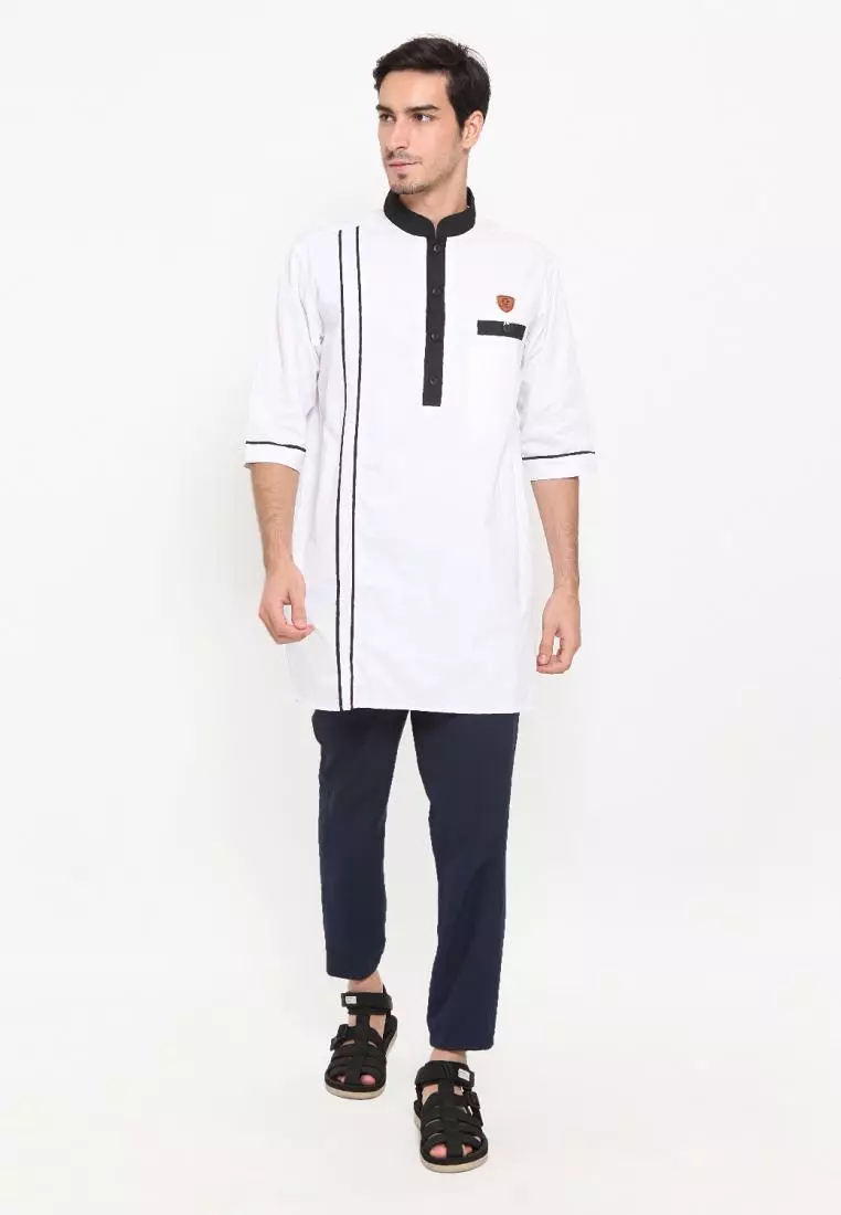 Zayidan Baju Koko Gamis Muslim Pria Emran - Putih