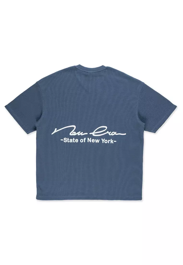 NE Script Basic FW25 Muted Indigo Over Sized Short Sleeve T-Shirt