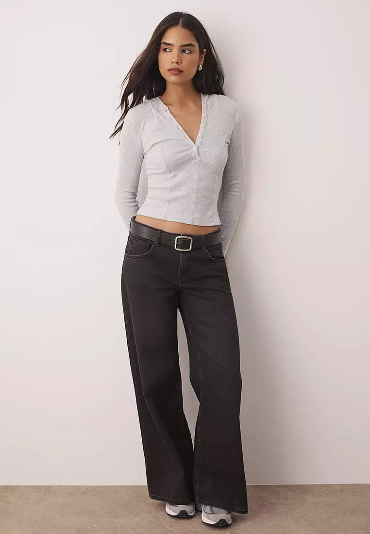 Snow Melange Hooded Ribbed Buttoned Fitted/Body-Smoothing Knitted Blouse Twoaw26Bz00033