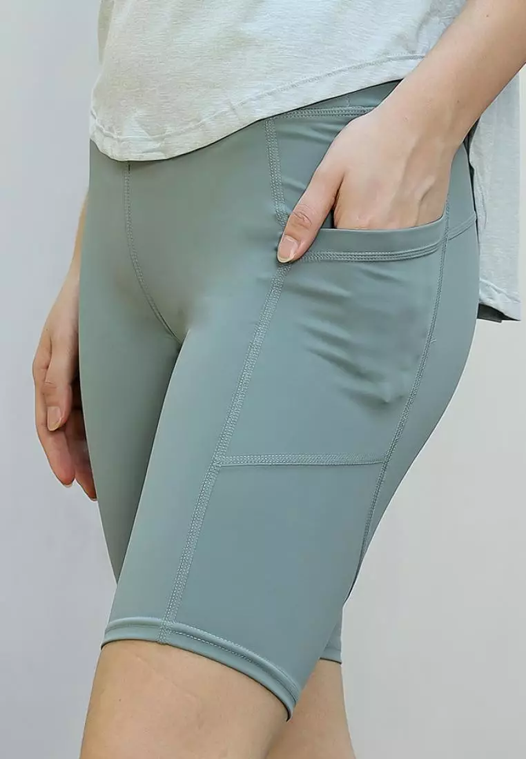 Fitwear - Celana / Legging Pendek Olahraga LESLEY NO / WITH POCKET - PARIS GREEN 2 POCKET
