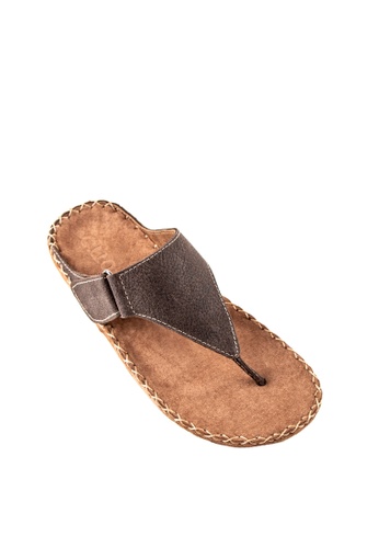 Otto brown Velcro Strap Slide Sandals FC4C3SH5B6B7DBGS_1