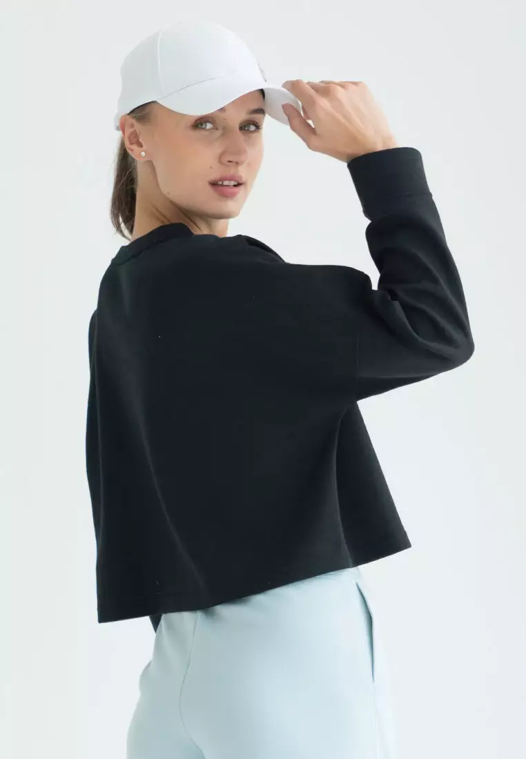 Loraine Long Sleeve Crop Top - Onyx