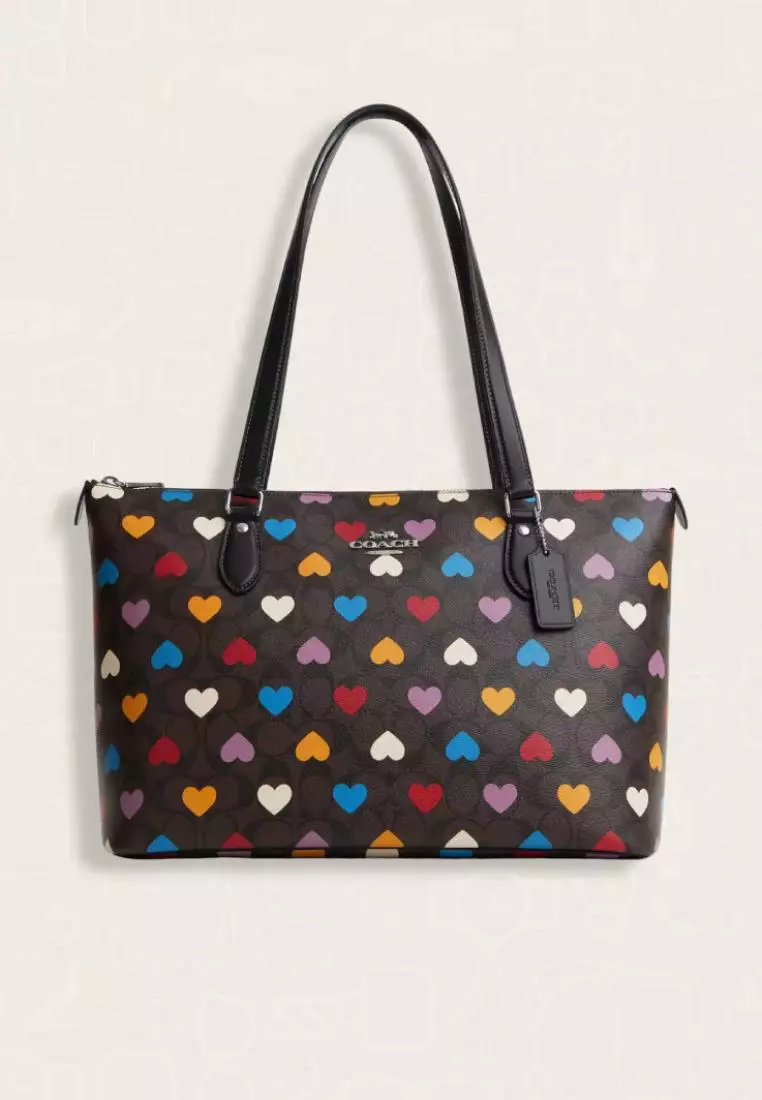 Jual Coach Coach Gallery Tote Bag In Signature Canvas With Heart