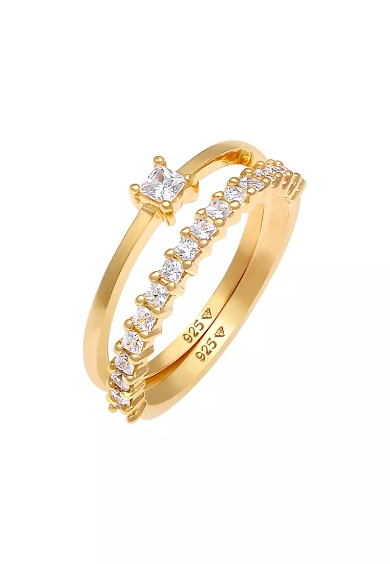 Ring Solitaire Zirconia Gold Plated