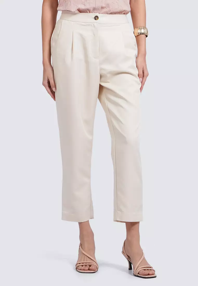 Tapered Pants with Elastic Back ECRU