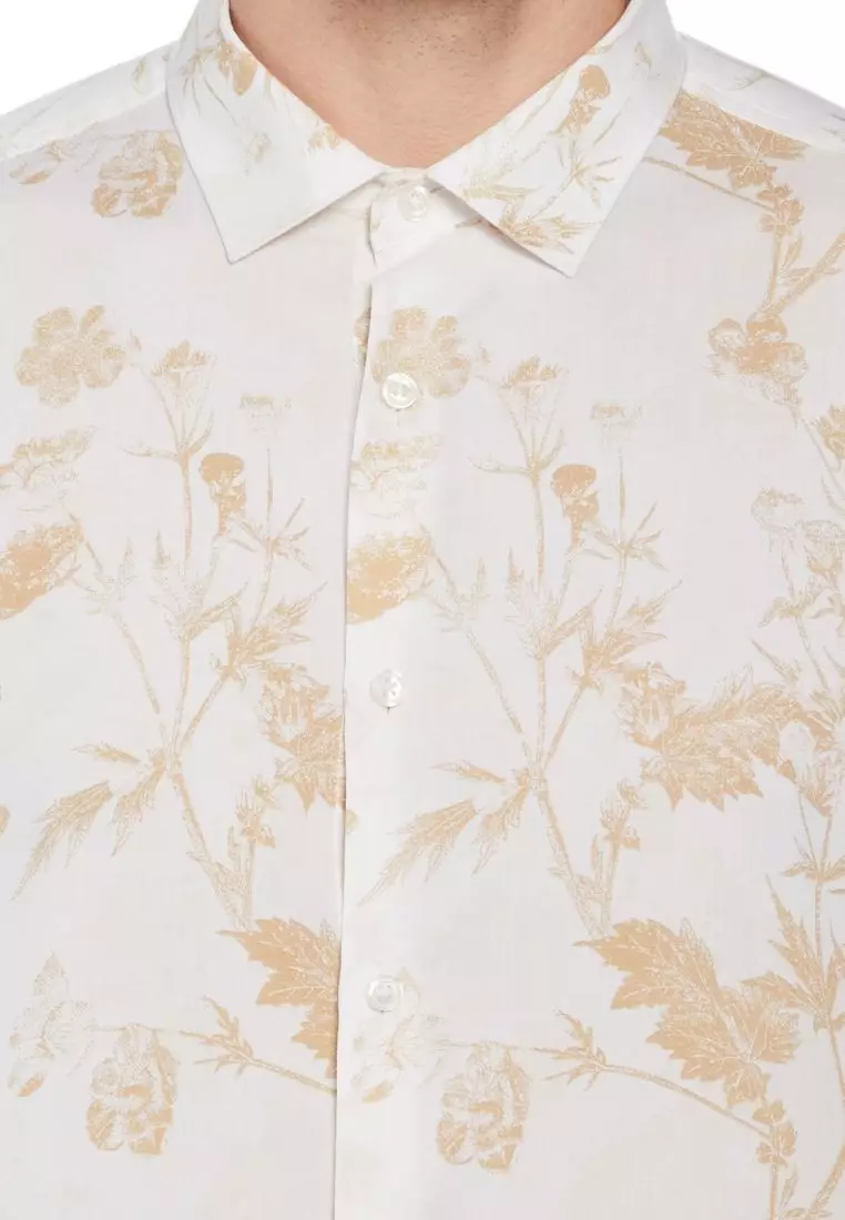 Ecovero Soft Floral Tie Dye Print Long Sleeve Button-Down Shirt