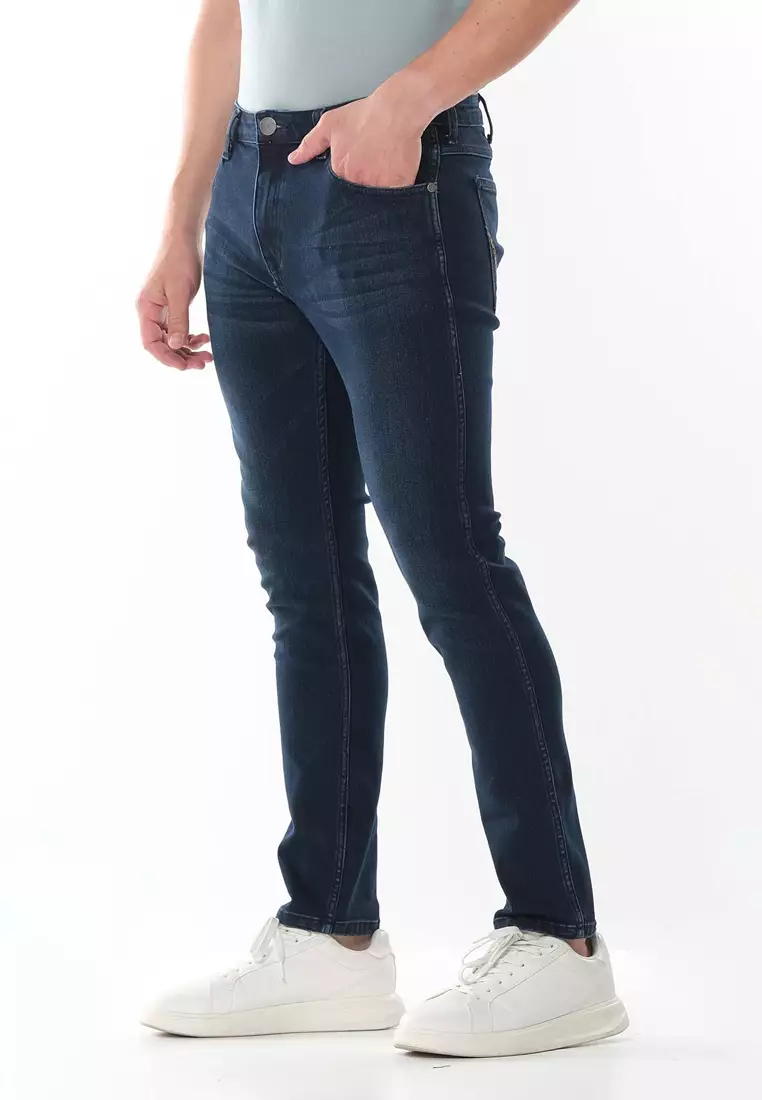 Larston Skinny Denim Jeans for Men in Sapphire Stone Color