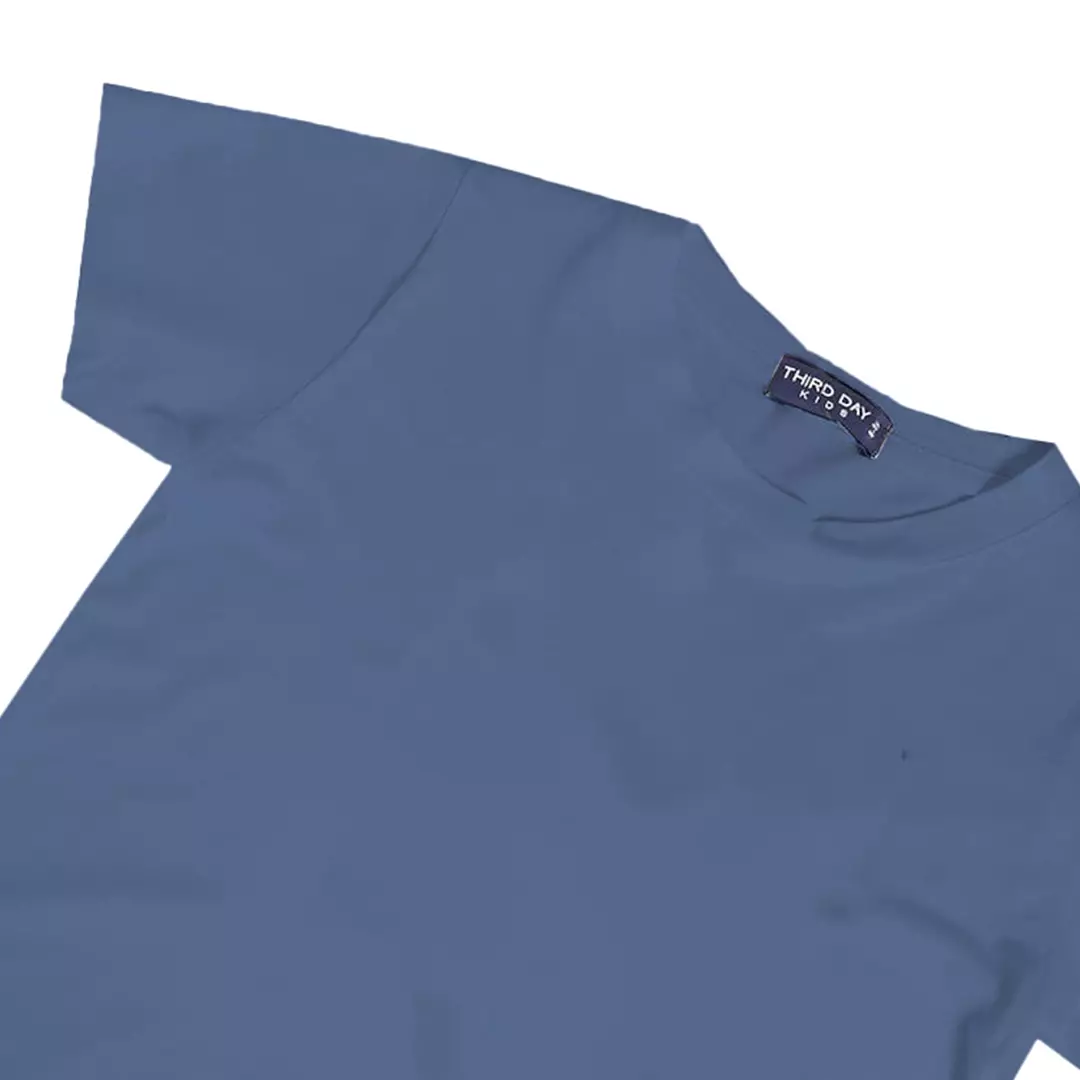 KU089 kaos anak boy girl polos biru denim